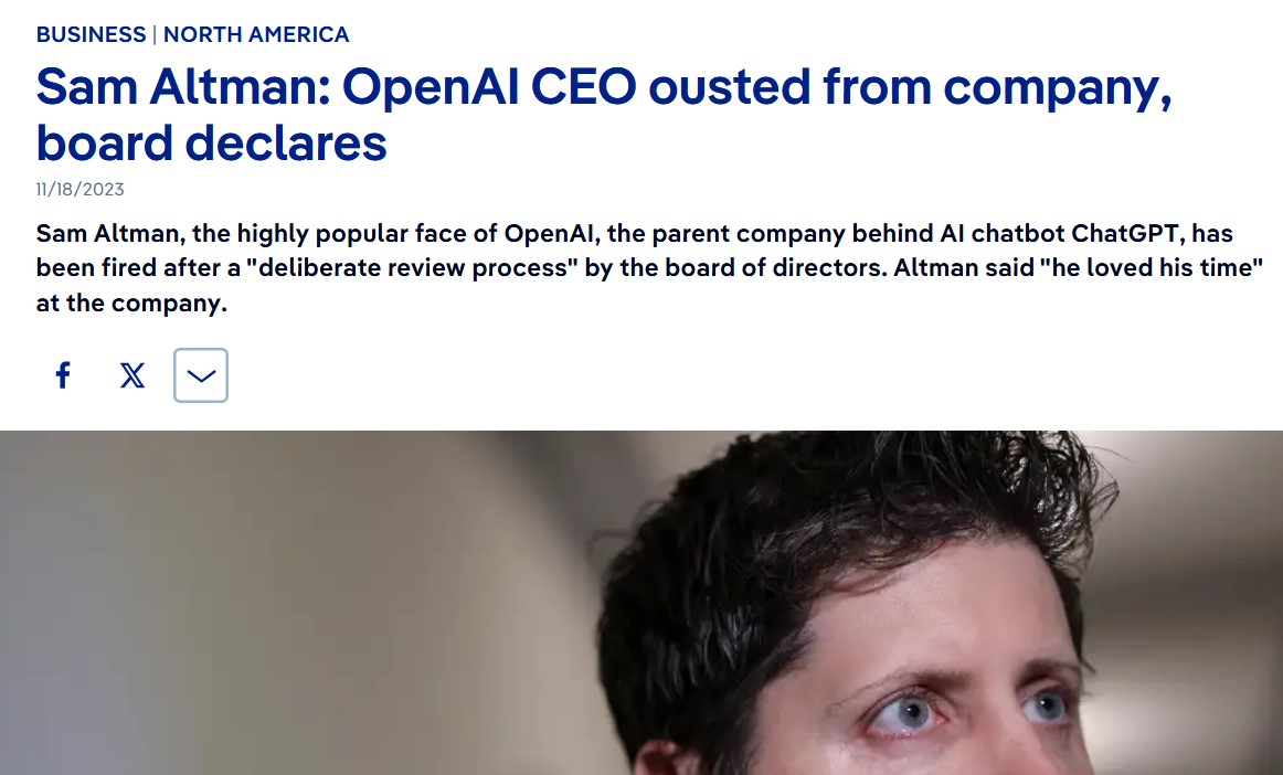 Sam Altman Fired Headline
